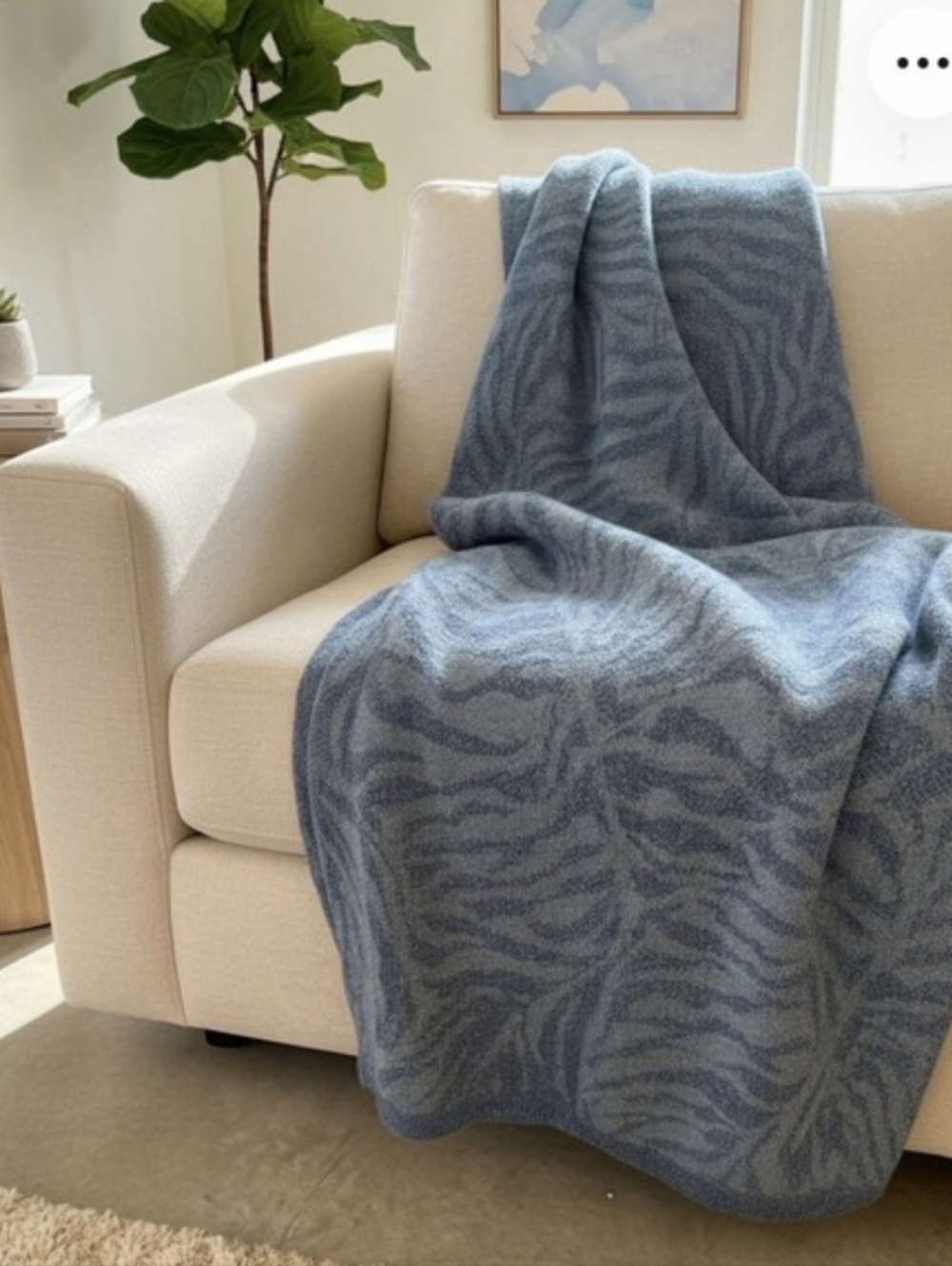 Tommy Bahama Cayman Leaf Fleece Throw Blanket  50"x70" Blue Coastal Beach Home